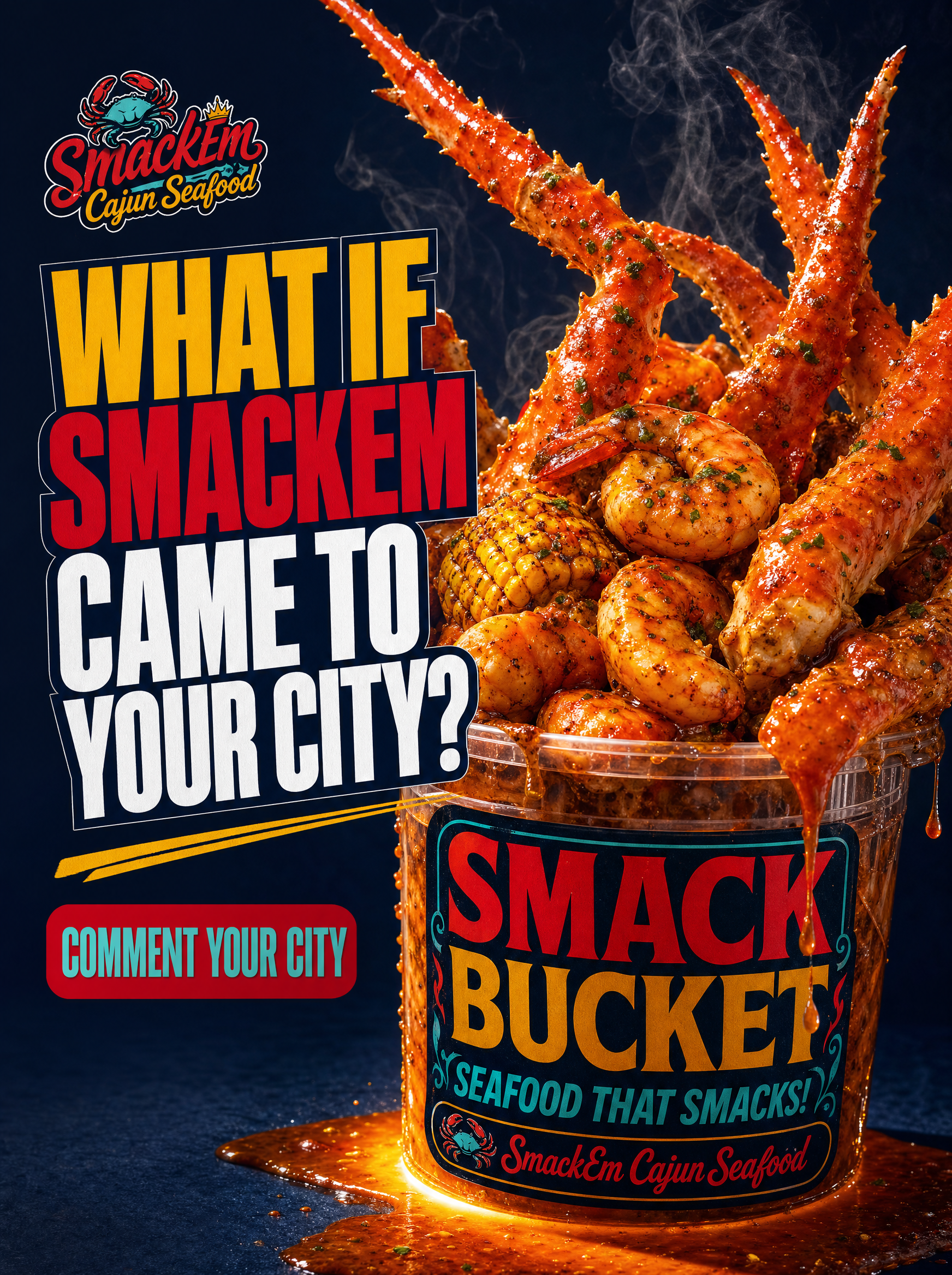 SmackEm franchise teaser featuring a seafood boil